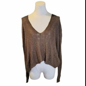 Vintage Rag Poets Backless Brown Slouchy High Low V-neck Sweater Size Medium